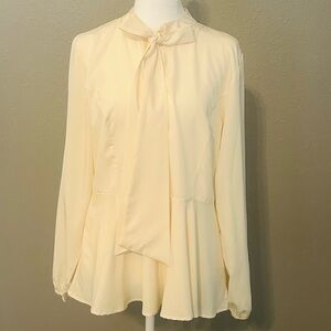 Victorian Renaissance Blouse Shirt Tops with Tie front Cream size Large